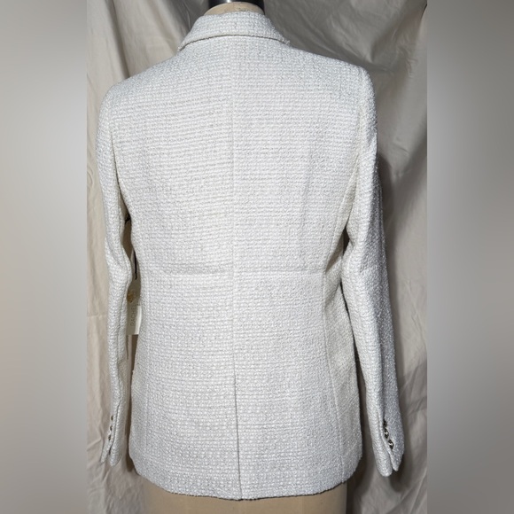 Rachel Zoe White Double-Breasted Blazer with Gold Buttons - Picture 7 of 9